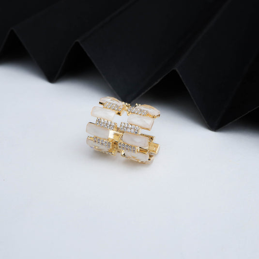 Golden Luxe Triple Row Crystal Cuff Earrings