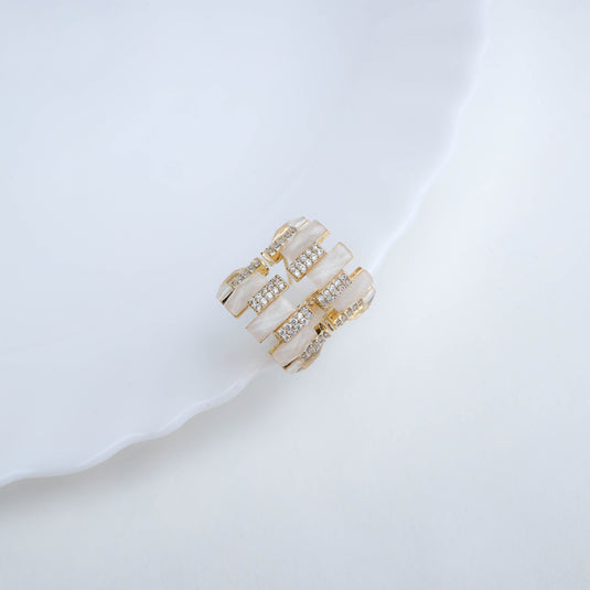 Golden Luxe Triple Row Crystal Cuff Earrings