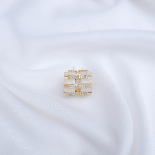 Golden Luxe Triple Row Crystal Cuff Earrings