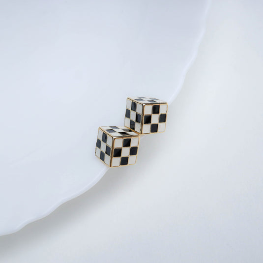 Checkmate Black Glow Earrings