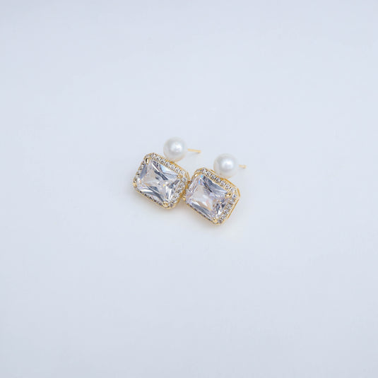 Emerald Cut Dazzle Studs Earrings