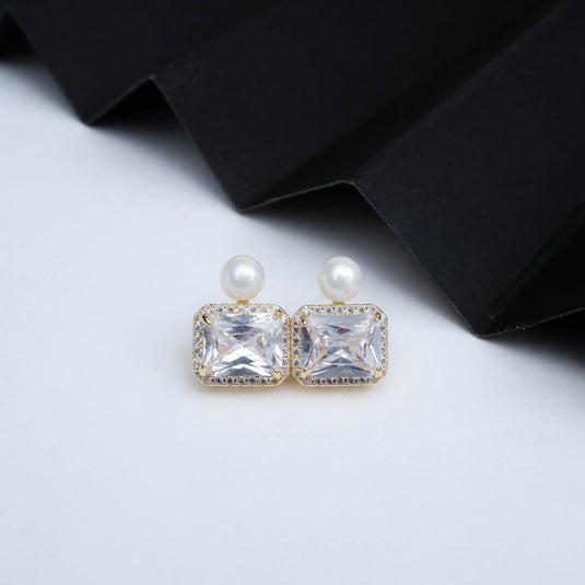 Emerald Cut Dazzle Studs Earrings
