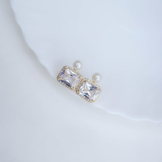 Emerald Cut Dazzle Studs Earrings
