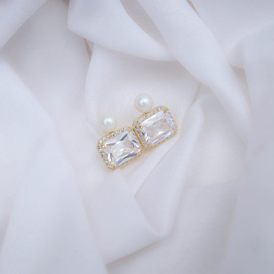 Emerald Cut Dazzle Studs Earrings