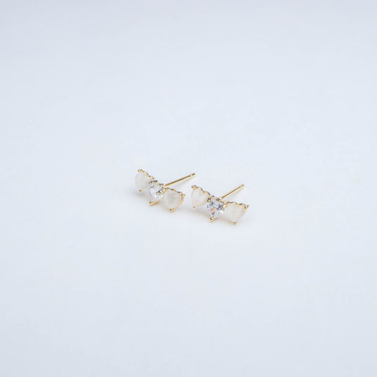 Three Hearts Desire Studs Earrings
