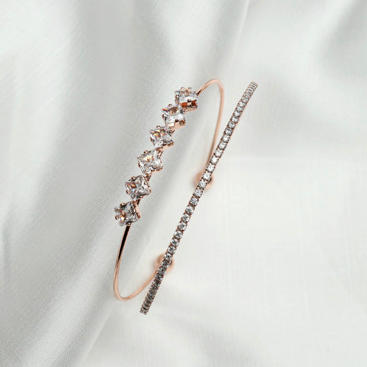 QuinShine sparkling rose vine bracelet with sparkling stones on delicate rose gold bands