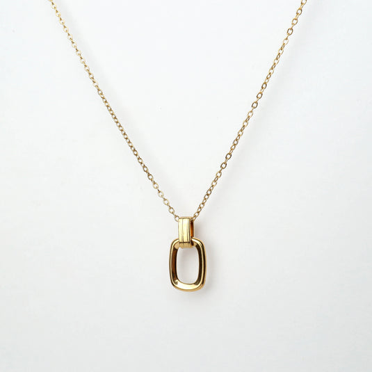 Minimalist Rectangular Link Pendant Necklace