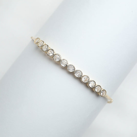 QuinShine elegant gold bracelet with round clear stones perfect for affordable gold bracelets online