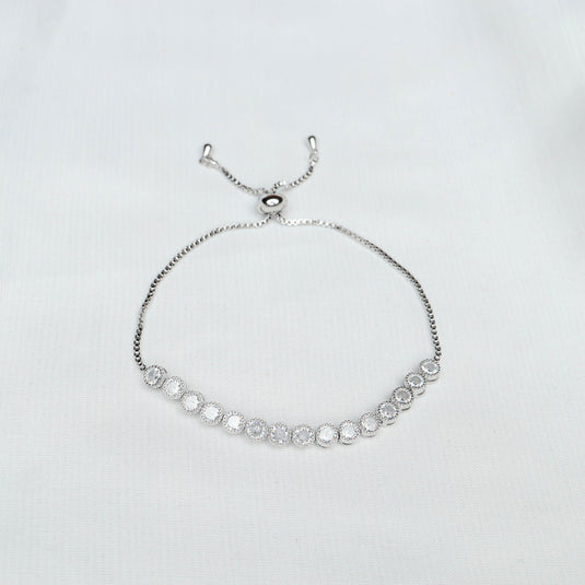 Affordable silver bracelets online from QuinShine featuring a delicate chain with round crystal accents
