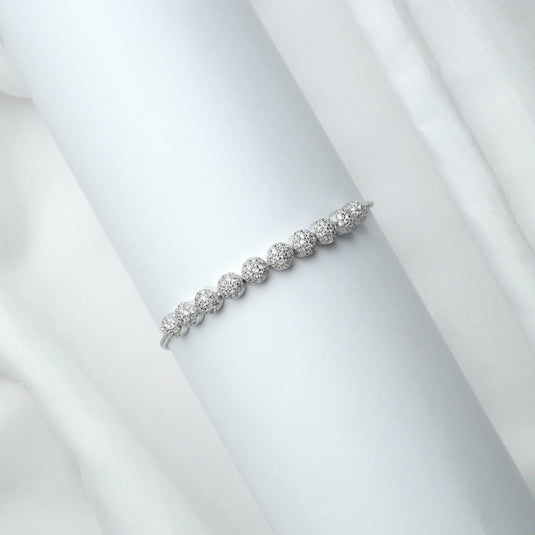 QuinShine affordable tennis bracelet jewelry with sparkling round crystal stones on white background