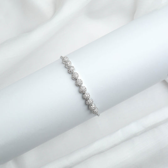 QuinShine affordable tennis bracelet jewelry with sparkling round diamonds on silver band