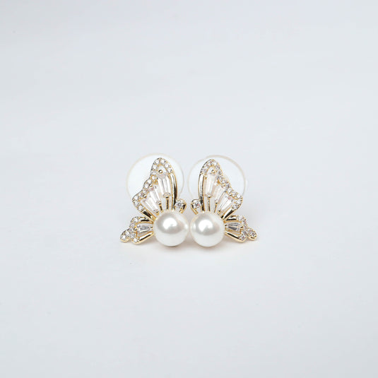 QuinShine butterfly jewelry for women with gold-tone wings and pearl accents elegant stud earrings