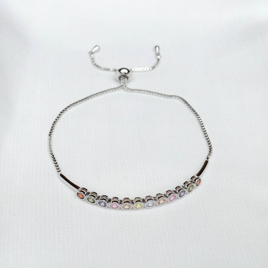 QuinShine delicate colorful gemstone bracelet with silver chain and adjustable clasp