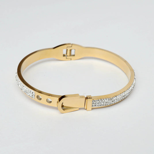 QuinShine crystal gold bracelet for women with sparkling stones and a sleek design