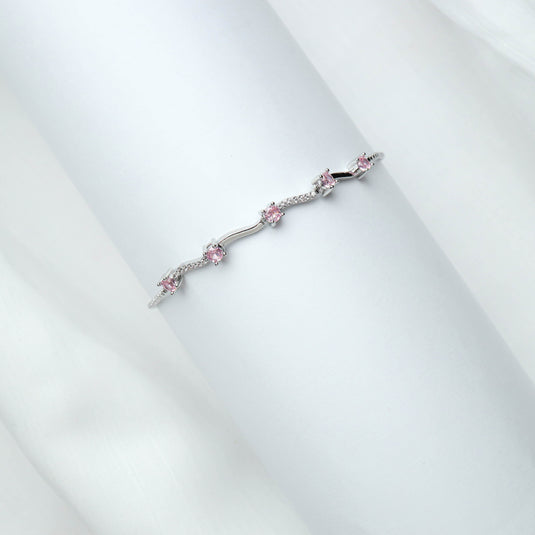 Delicate rose gold bracelet with pink gemstones and elegant chain design by QuinShine