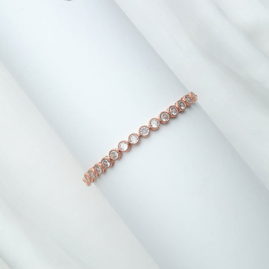 Elegant Rose Gold Adjustable Bracelet with round clear stones from QuinShine Online Jewellery Store