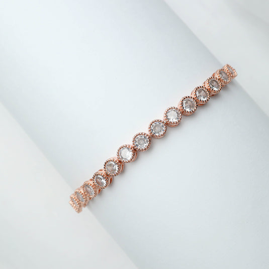 Elegant Rose Gold Adjustable Bracelet with round clear crystals from QuinShine Online Jewellery Store