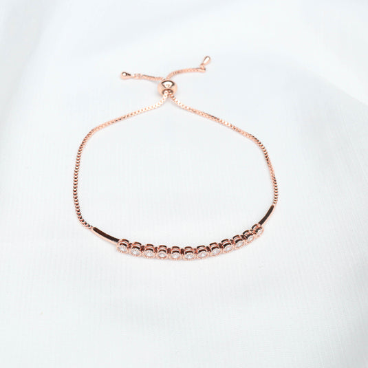 QuinShine elegant rose gold bracelet with adjustable chain and sparkling crystal accents