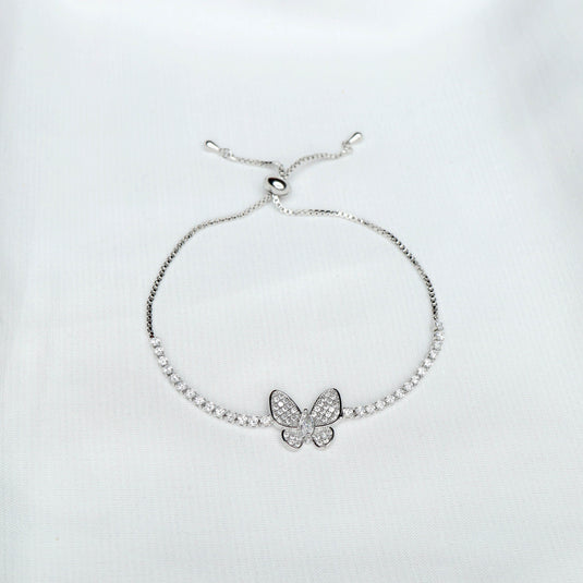 QuinShine Fluttering Radiance Bracelet with butterfly charm and sparkling stones on adjustable chain