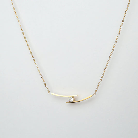 Elegant diamond bar necklace with gold chain and minimalist design from QuinShine online jewellery store