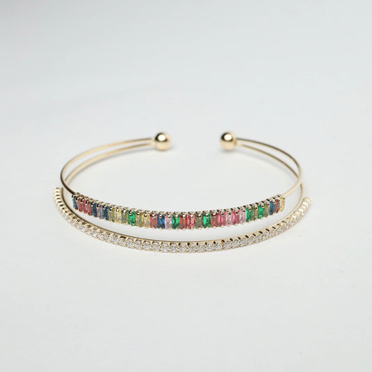 QuinShine elegant multicolor jewelry bracelet with gold-tone metal and sparkling stones