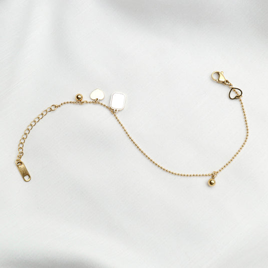 QuinShine golden keepsake bracelet with decorative shapes and adjustable clasp for a stylish look
