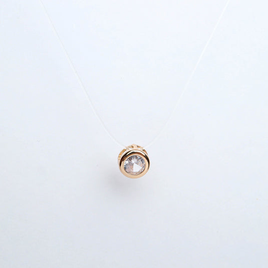 QuinShine elegant pendant necklace with crystal on invisible chain fashion jewelry