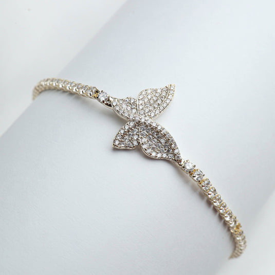 QuinShine lightweight designer Angel Wing bracelet with sparkling crystals on a delicate band