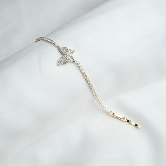 QuinShine lightweight designer Angel Wing bracelet with sparkling crystals on a delicate chain