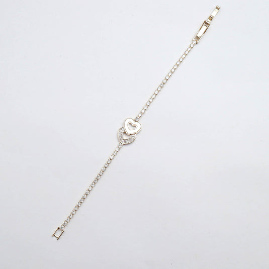 QuinShine love knot tennis bracelet with heart-shaped design and sparkling stones