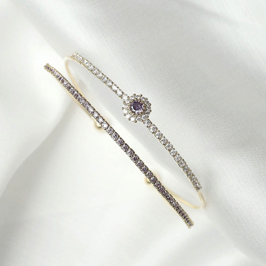 QuinShine luxury double band bracelet with sparkling gemstones on a delicate gold setting