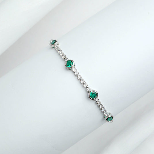 QuinShine luxury emerald jewelry bracelet with green emerald stones and sparkling clear crystals