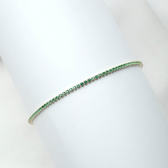 QuinShine luxury green gemstone bracelet with delicate green stones set in a thin elegant band