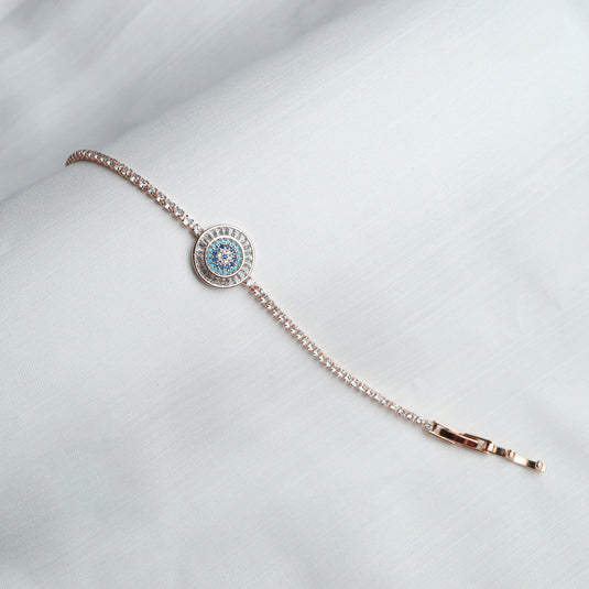 QuinShine elegant sapphire accent bracelet with sparkling stones on delicate rose gold chain