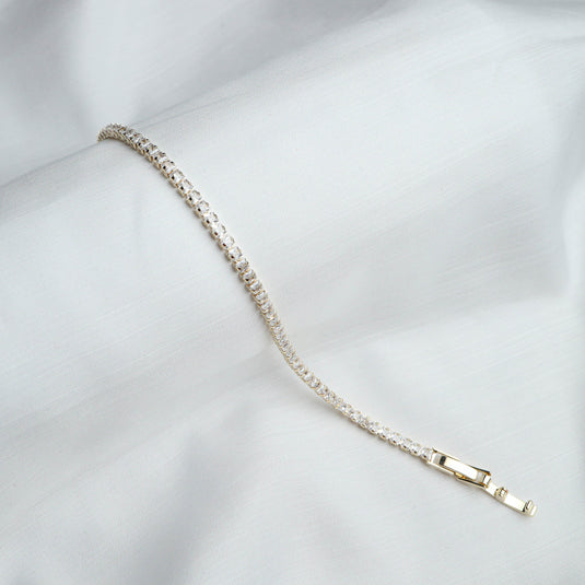 QuinShine luxury square Diamond bracelet with sparkling stones and elegant clasp on white fabric