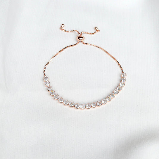 QuinShine luxury tennis bracelet women rose gold chain with sparkling clear stones