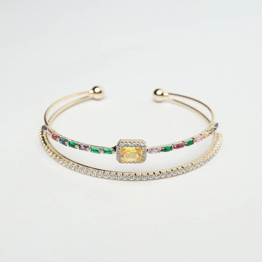 QuinShine Radiant Arc Bracelet with Multi-Colored Stones and Elegant Design