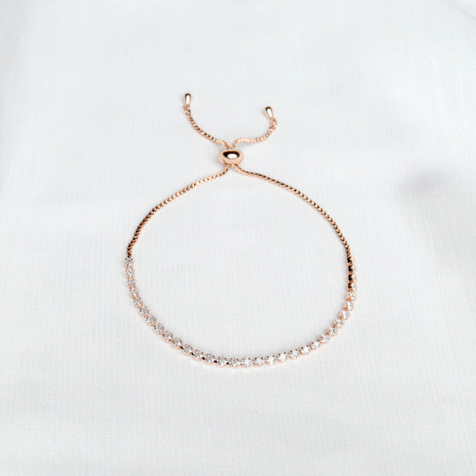 QuinShine elegant rose gold bracelet for women with adjustable chain and sparkling stones