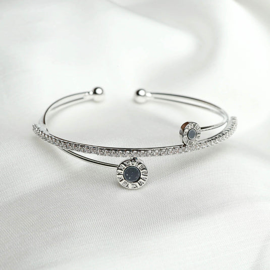QuinShine elegant Sentinel Sparkle Bracelet with sparkling crystals and dual circular accents
