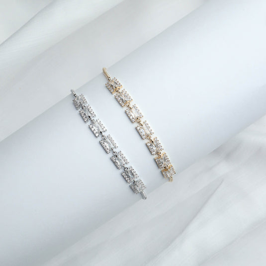 QuinShine silver link bracelet for women and gold link bracelet with rectangular chain design