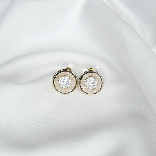 QuinShine stud earrings featuring a unique cosmic earrings design with sparkling center stones
