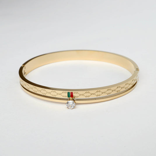 QuinShine gold bracelet with decorative pattern and clear gem unique glow bracelet for events