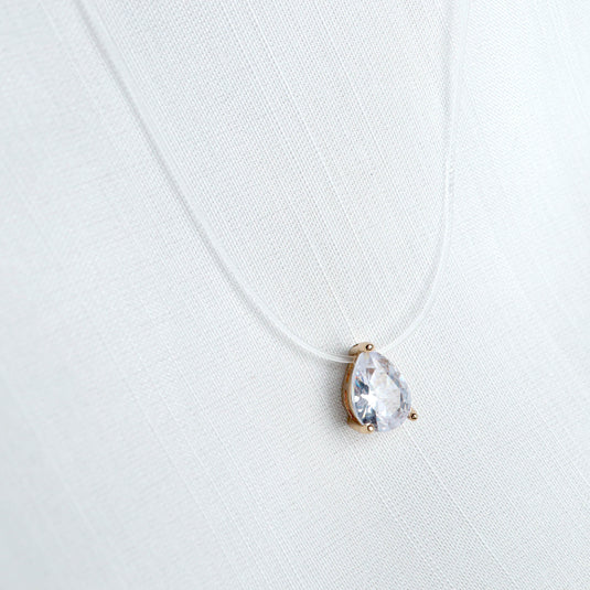 QuinShine starlight crystal pendant with teardrop-shaped clear crystal on delicate chain